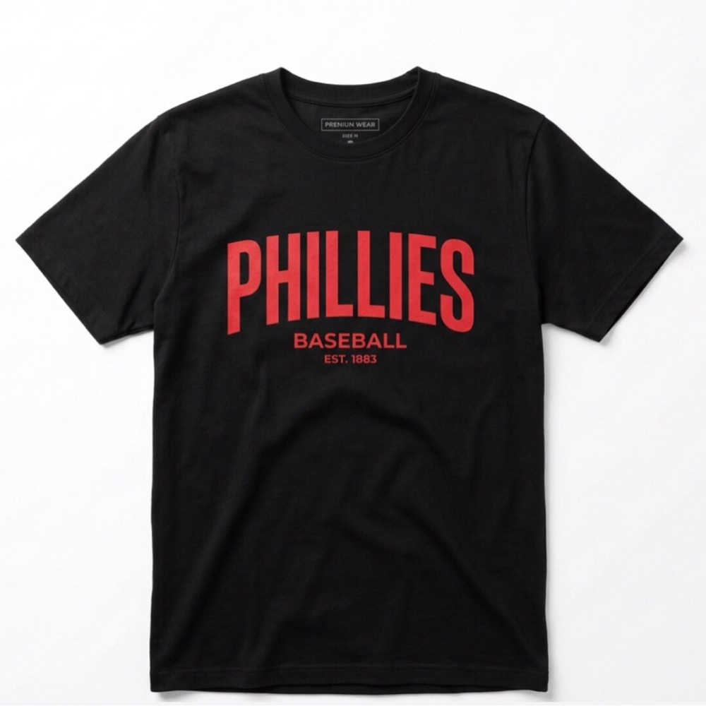 Phillies Baseball Graphic Long Sleeve Shirt - Black/Red